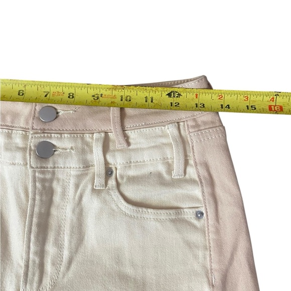 AQUA Two-Tone Split Hem Flare Jeans Size 27 Beige/Cream High Rise - Picture 4 of 7